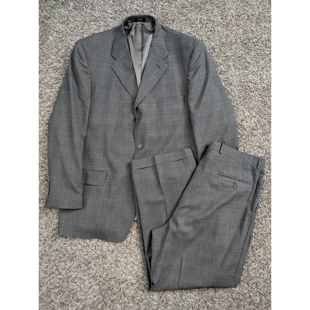 Givara‎ Italy Super 150s Wool Suit 2pc, Gray, 44 Jacket, 35 Pants, 28